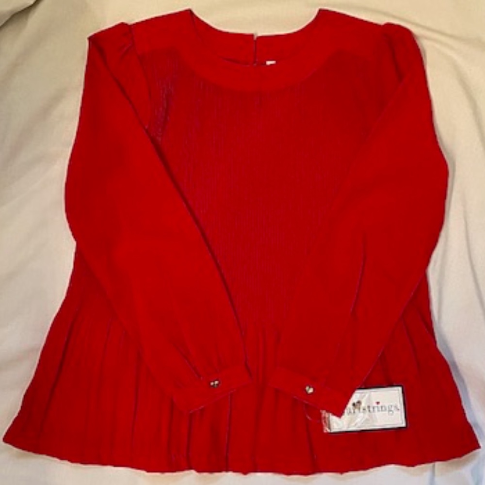 Hartstrings Woven Tunic Long Sleeve Red Girls Size 10 BRAND NEW